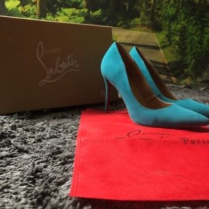 Christian Louboutin So Kate Genuine Suede Teal!!